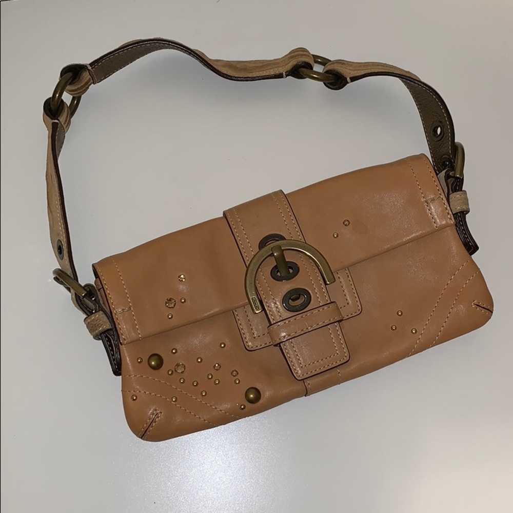 Coach Vachetta Leather studded shoulder bag